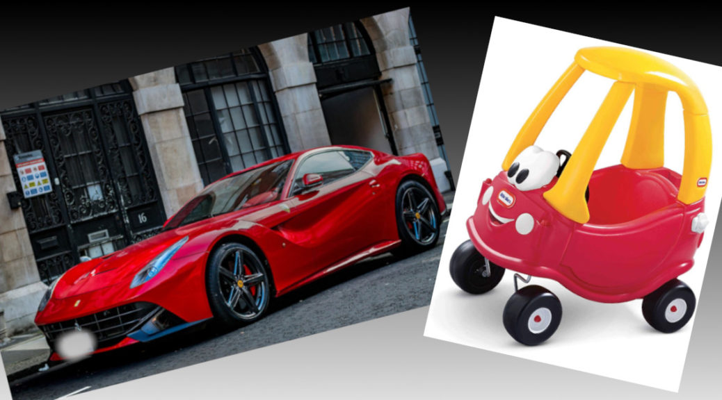 Ferrari 812 Superfast and Little Tikes Cozy Coupe